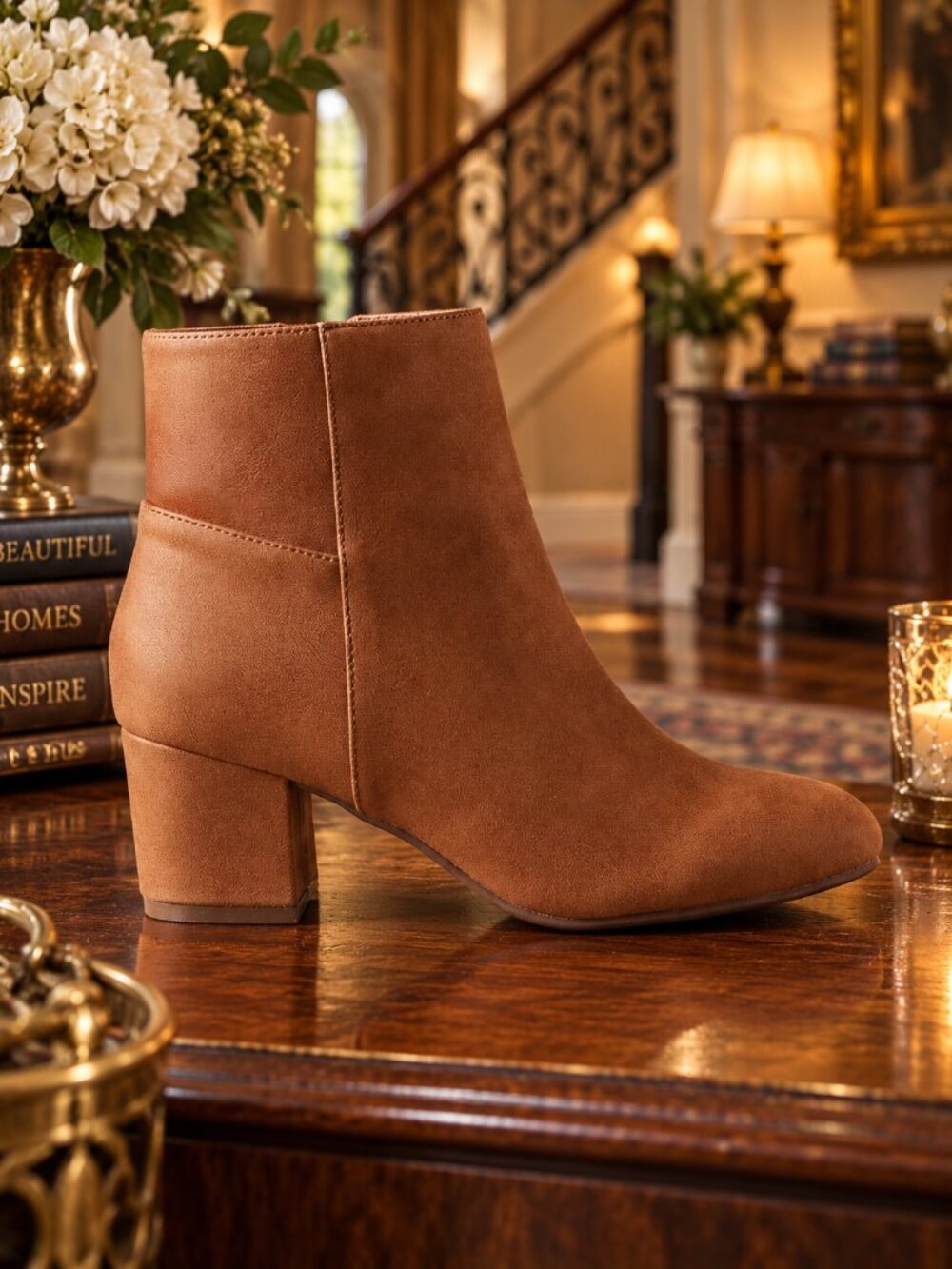 Tinstree | Brown Suede Ankle Booties- Size 9
